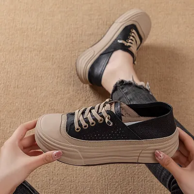 Thick-soled Hollow-out White Shoes